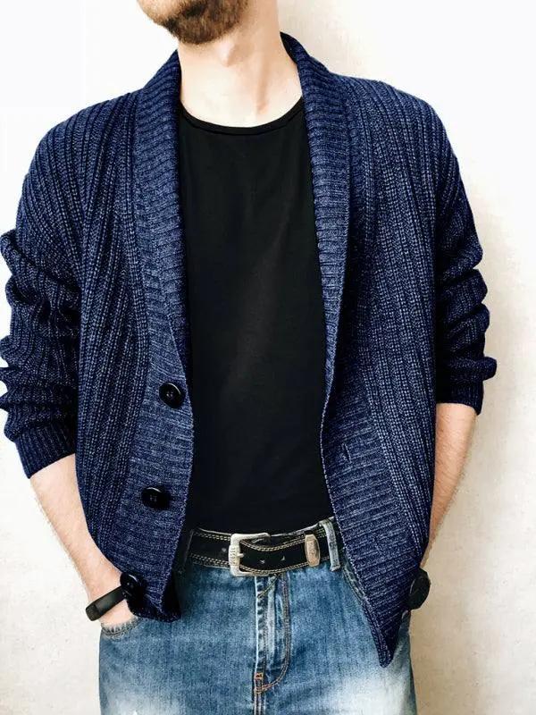 Chic Men's Open Front Ribbed Cardigan - Versatile Layering Essential for Every Season - MENLL
